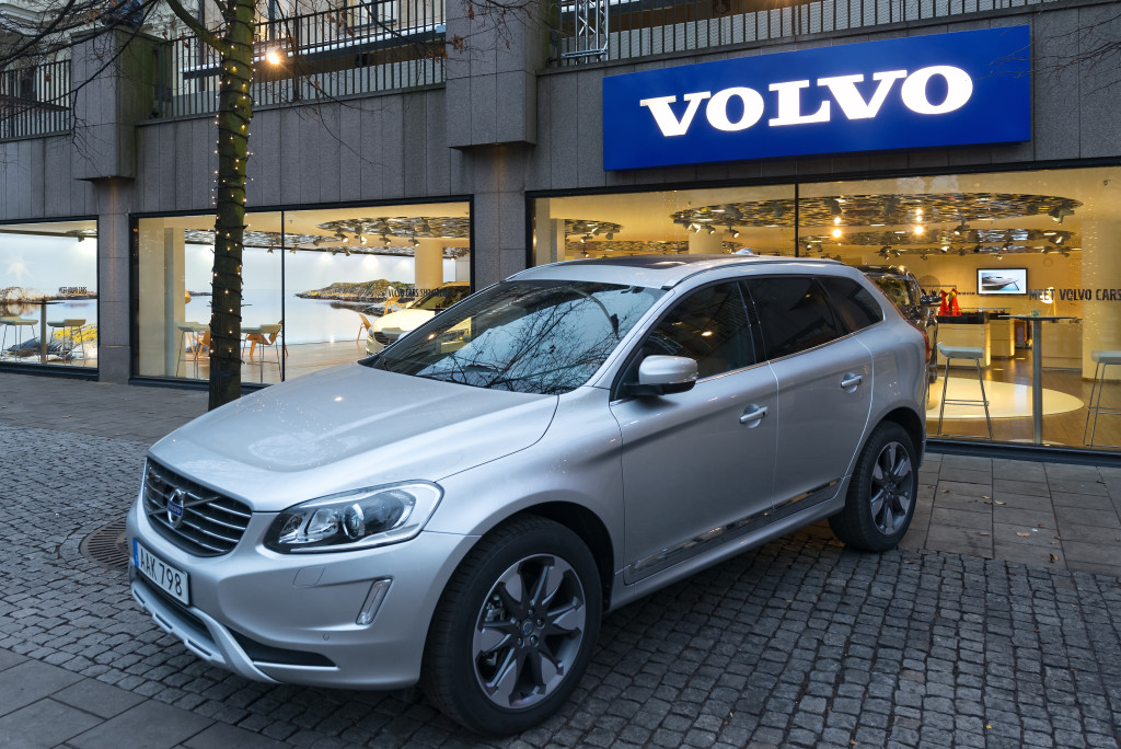 STOCKHOLM, DEC 5: Volvo XC90 car on display outside a official Volvo exhibition hall in Kungstradgarden, Stockholm, Sweden in December 5, 2014.