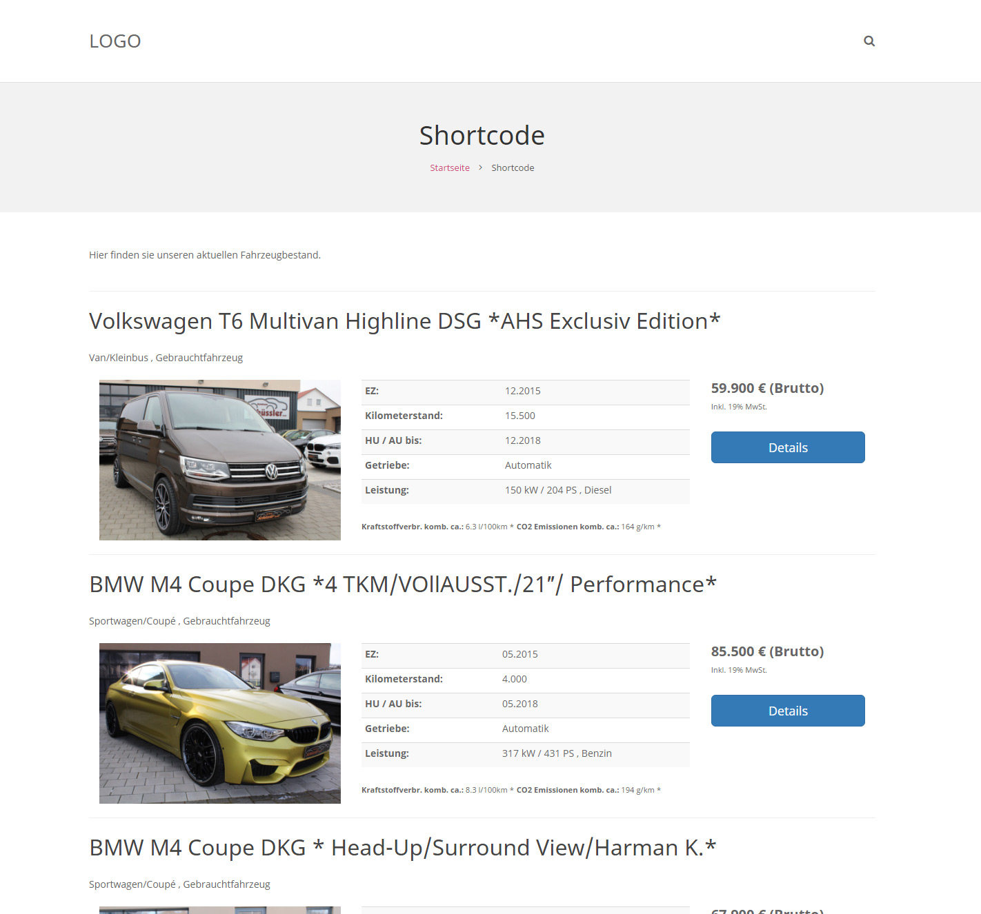 Shortcode Ausgabe Schritt 1