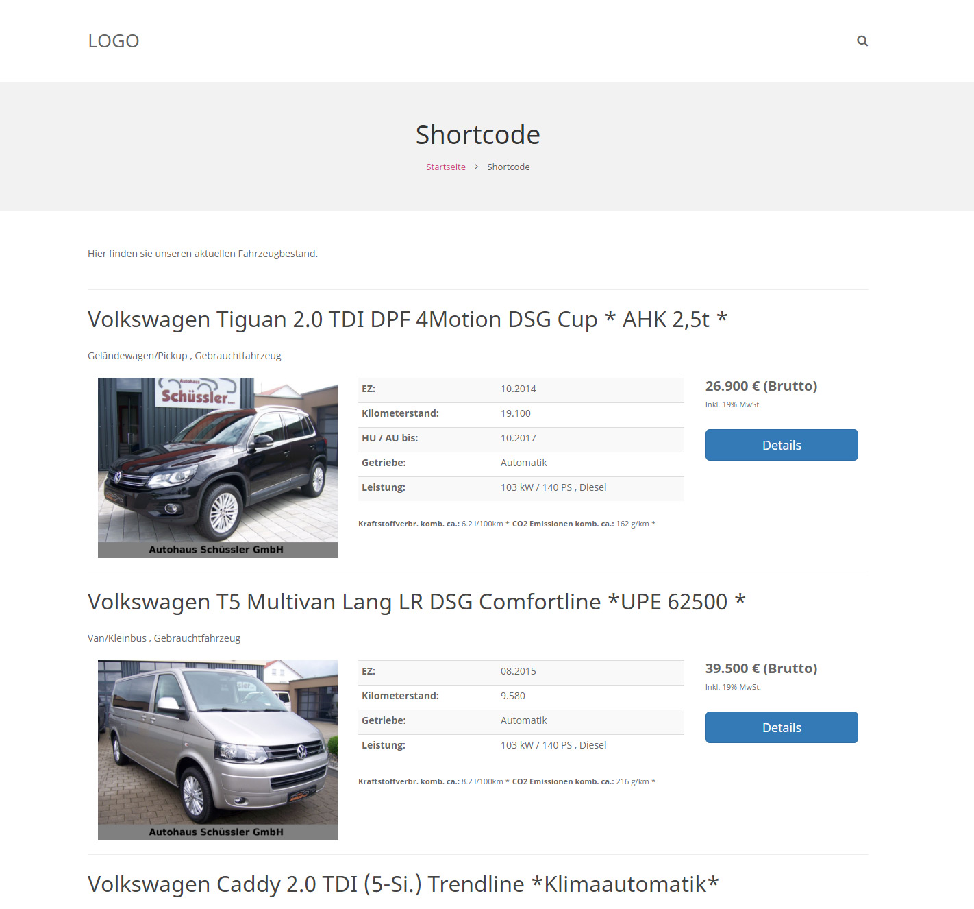 Shortcode Ausgabe Schritt 2