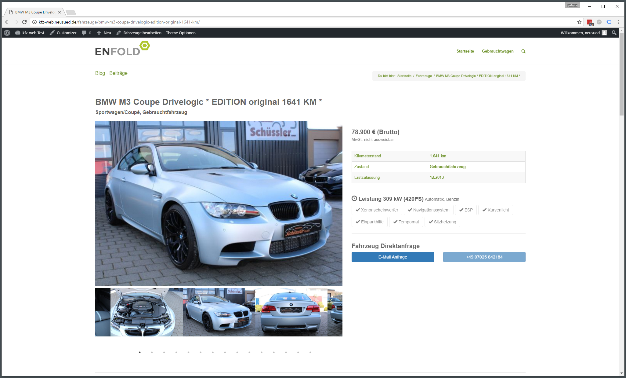 kfz-web WordPress Enfold Fahrzeugdetails